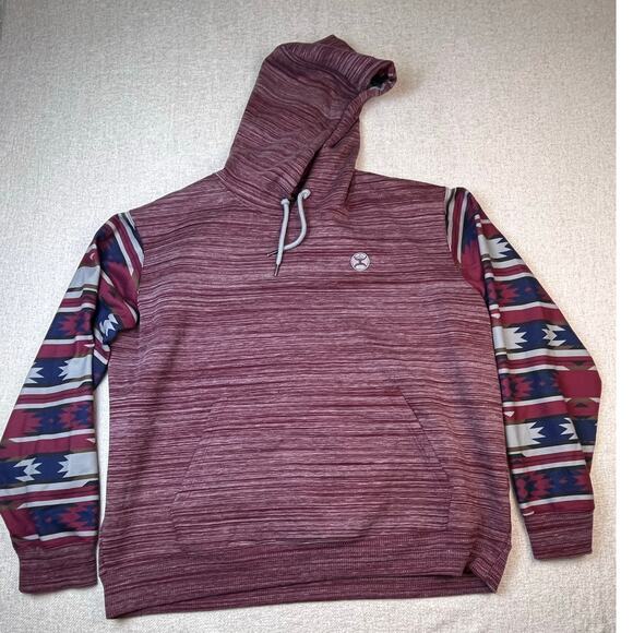 Hooey Men’s XXL Red Western Aztec Print Hoodie Long Sleeve Pullover Southwestern - Picture 1 of 9